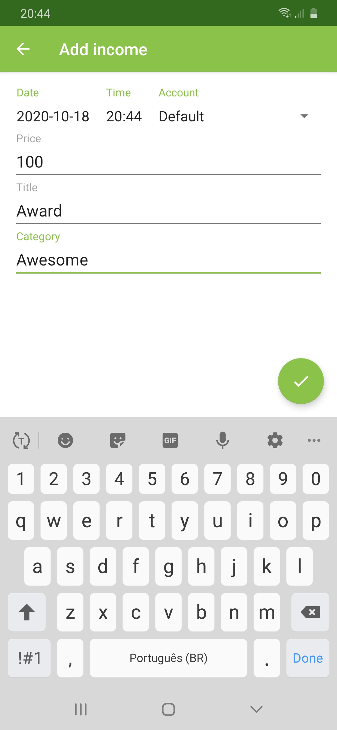 Aplicativo de finanças